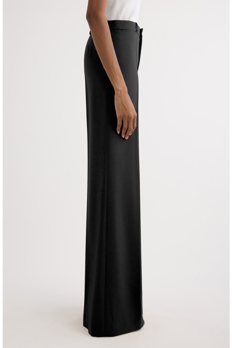 Wool Grain de Poudre Flare Leg Pants, Alternate, color, BLACK