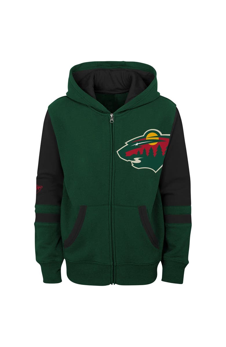 Outerstuff Youth Green Minnesota Wild Face Off Color Block Full-Zip Hoodie, Alternate, color,