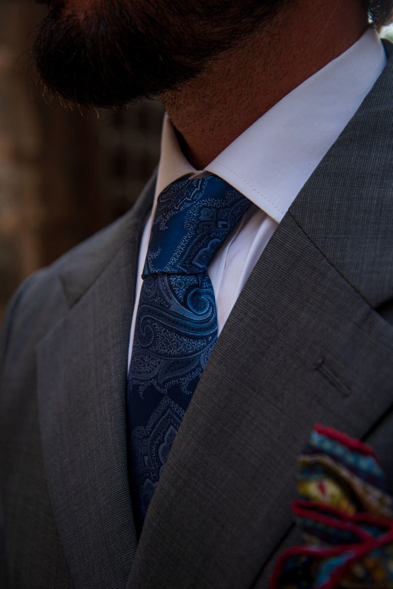 Cortina - Extra Long Silk Jacquard Tie for Men, Alternate, color, Royal Blue