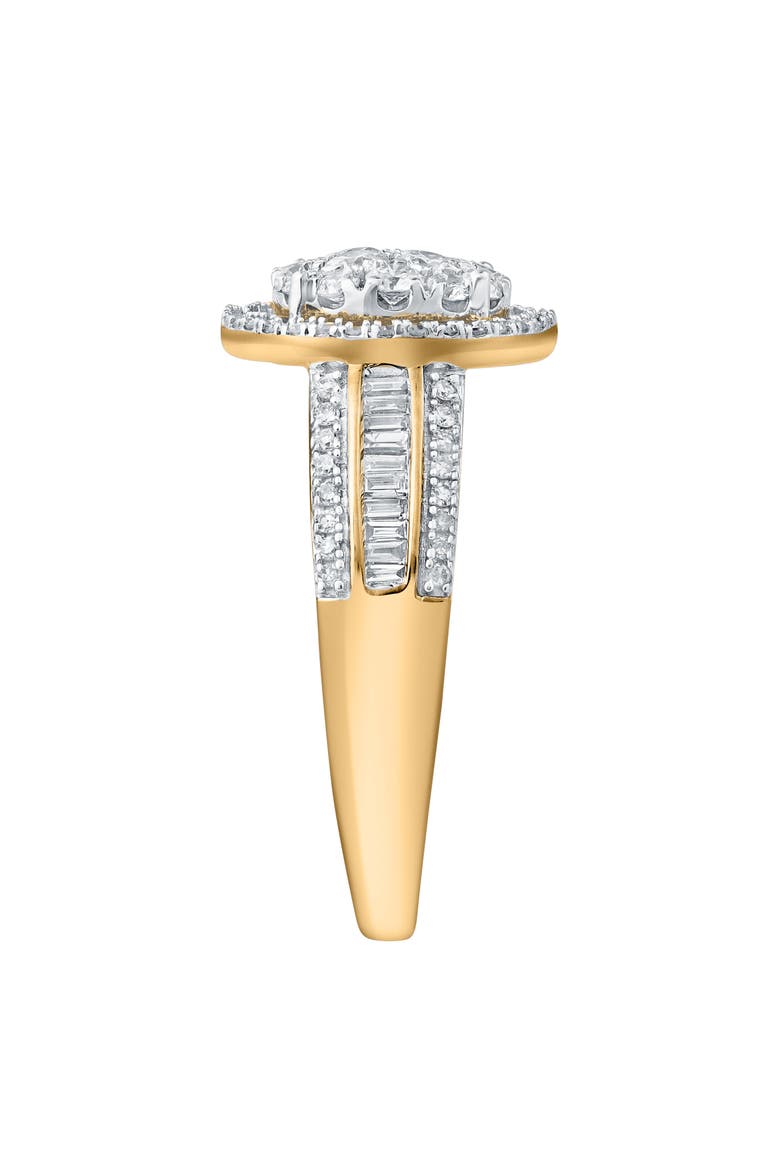 Valencia 0.90 Cts Natural Diamond Halo Cluster 14K Gold Ring, Alternate, color, 14K Yellow Gold
