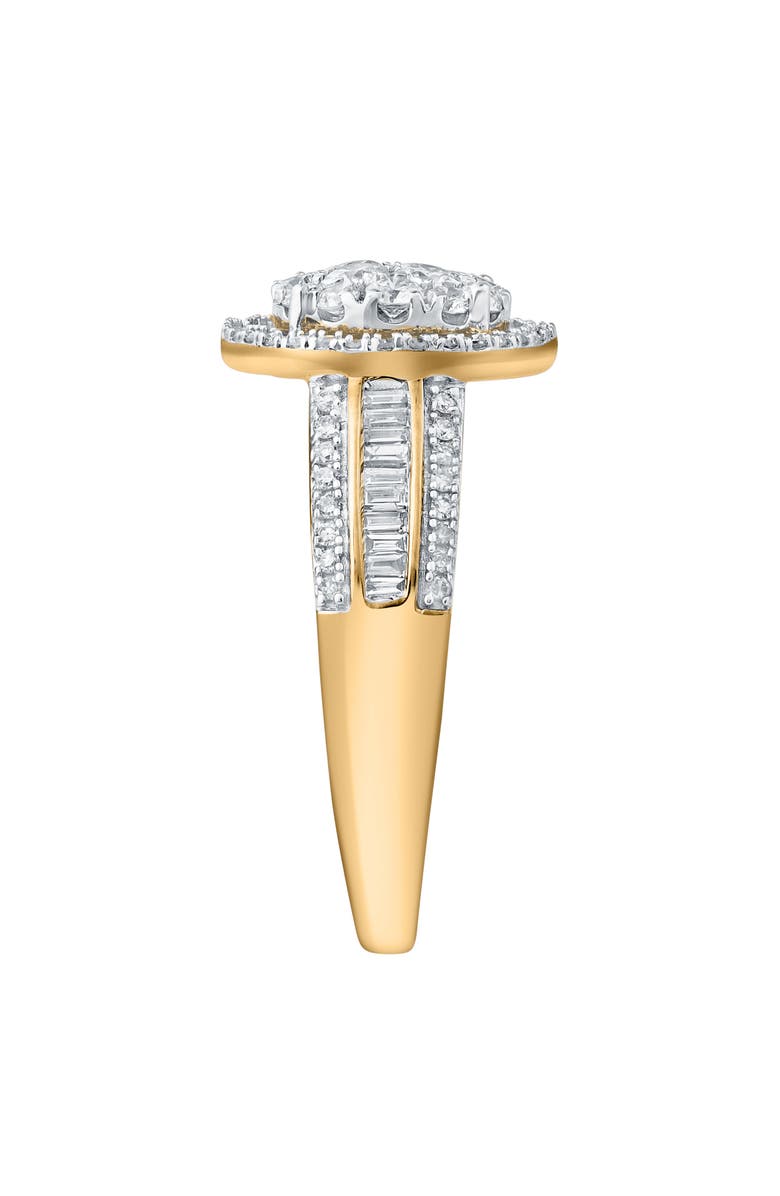 LuvMyJewelry Valencia 0.90 Cts Natural Diamond Halo Cluster 14K Gold Ring, Alternate, color, 14K Yellow Gold