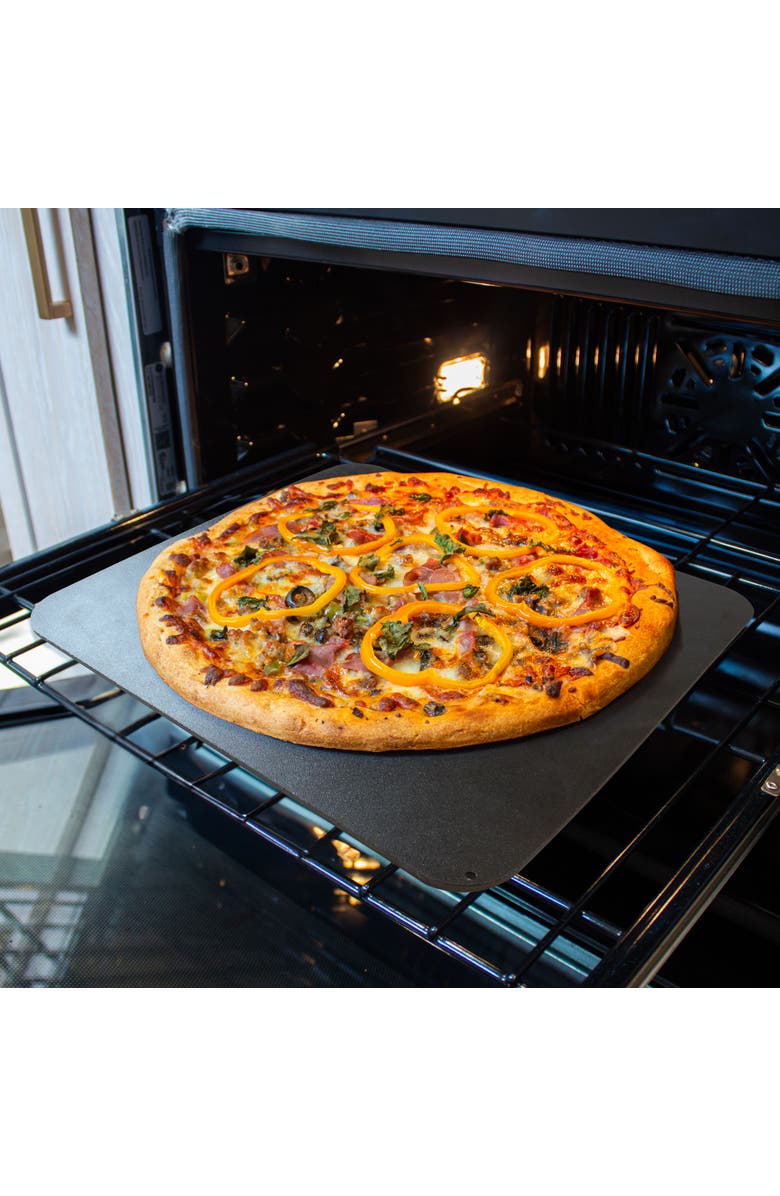 Old Stone Pizza Steel w/ Moat, 14x14-Inch, 1/4", Alternate, color, Black