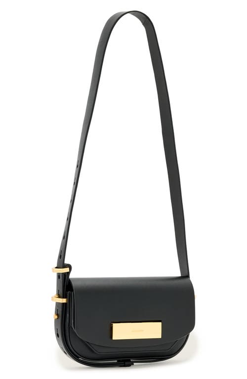 Allsaints Womens Black Etta Branded Leather Cross-body Bag In Black