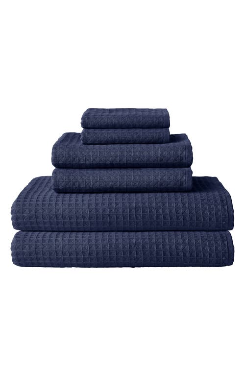 Uchino Waffle Twist 6-piece Cotton Bath Towel In Blue
