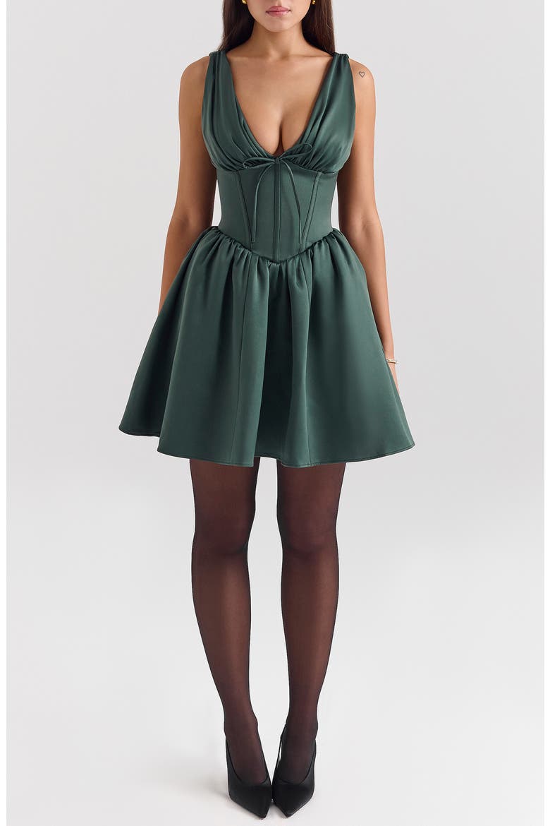 Emmeliette Satin Minidress, Main, color, FOREST GREEN