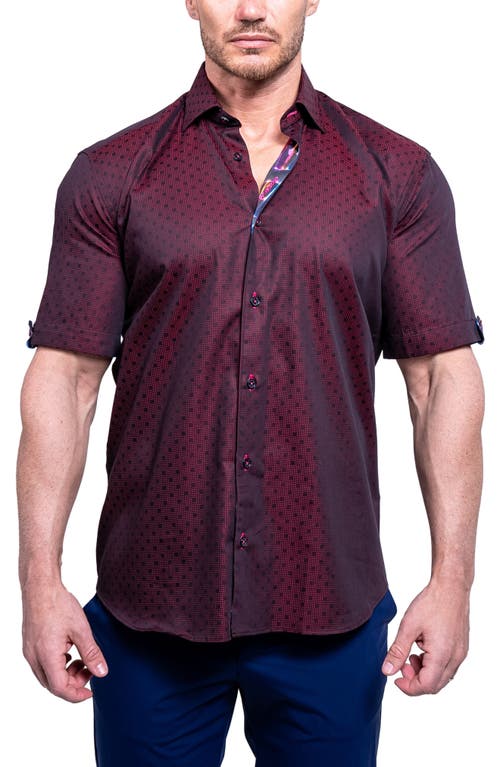 Maceoo Galileo Resistance0103 Red Short Sleeve Cotton Button-up Shirt