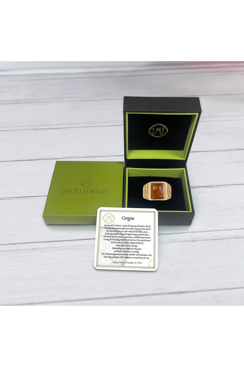 Cracked Agate Sterling Silver Men Signet Ring, Alternate, color, 14KT Gold Vermeil on Sterling