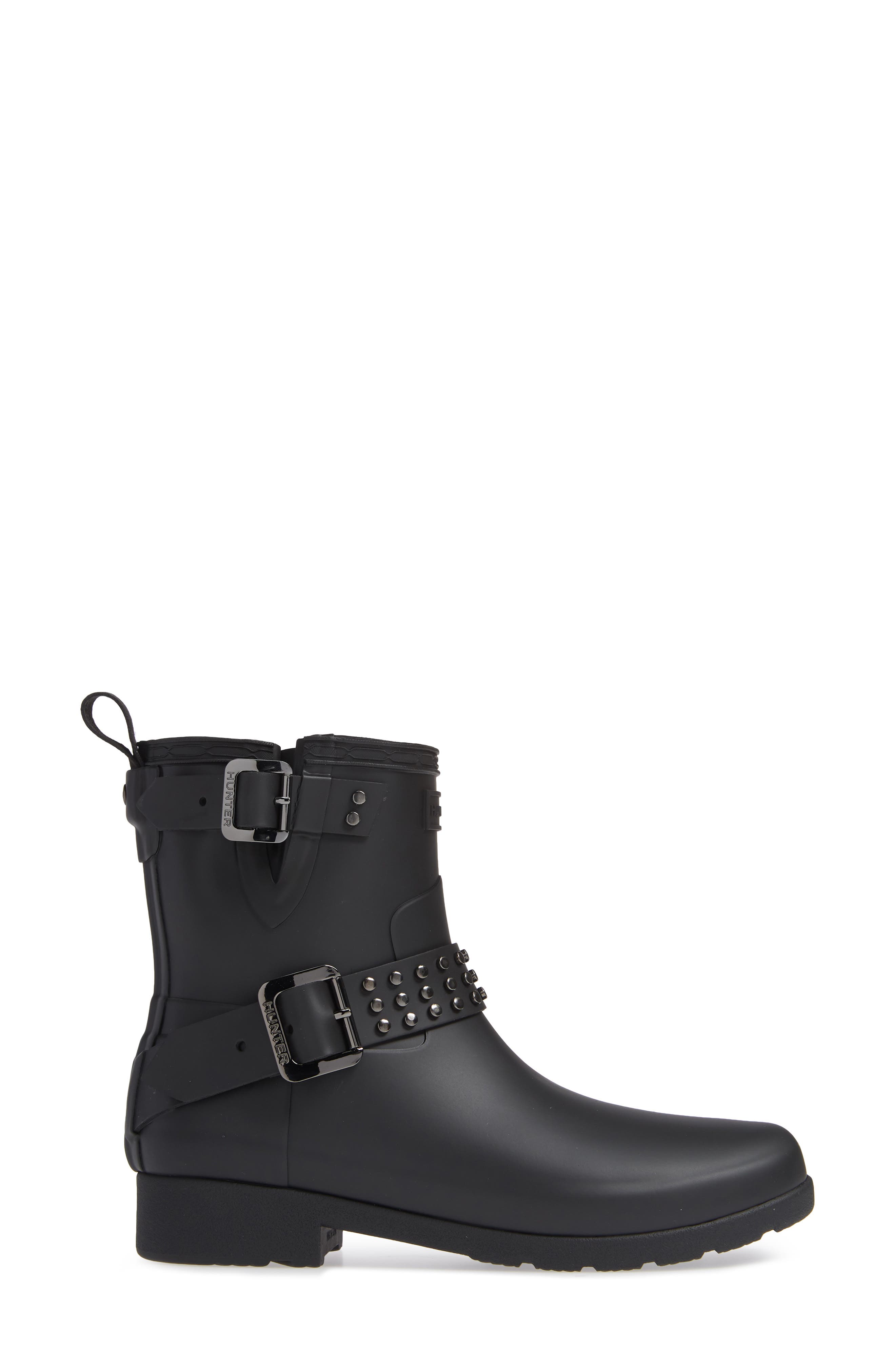 Hunter Refined Stud Waterproof Biker Boot, Alternate, color, 
