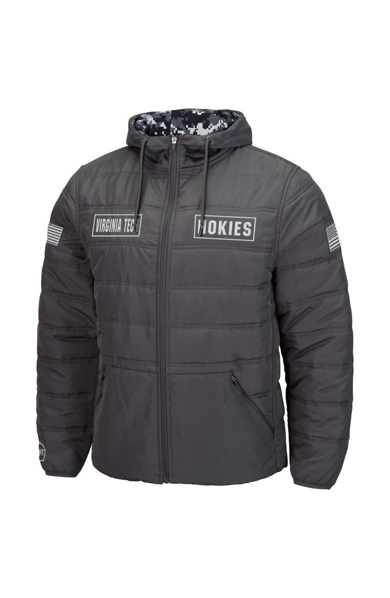 COLOSSEUM Men's Colosseum Charcoal Virginia Tech Hokies OHT Military Appreciation Digital Camo Detail Full-Zip Puffer Jacket, Alternate, color, 
