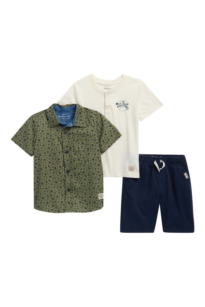 Shirt & Shorts Three-Piece Set, Main, color, NAVY