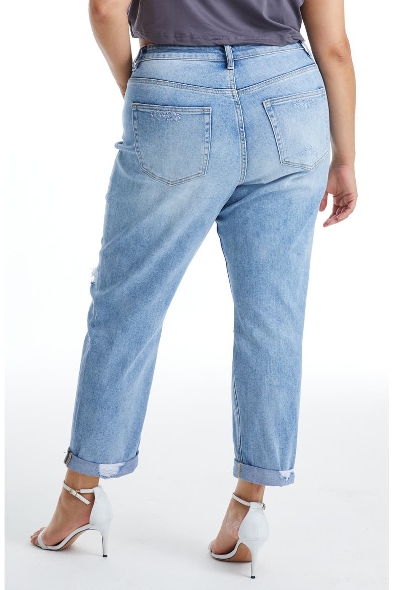 High Rise Distressed Relaxed Boyfriend Jeans, Alternate, color, MEDIUM BLUE