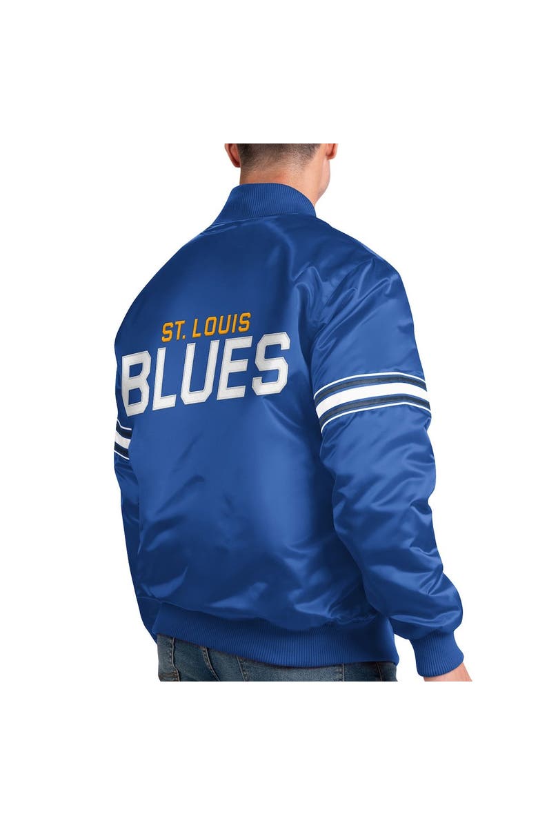 STARTER Men's Starter Blue St. Louis Blues Pick & Roll Satin Full-Snap Varsity Jacket, Alternate, color,
