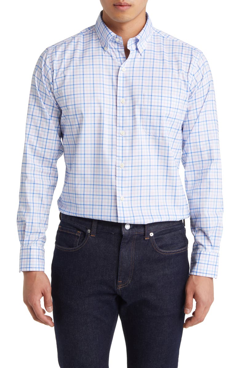 Peter Millar Cutler Check Stretch Button-Down Shirt, Main, color, 