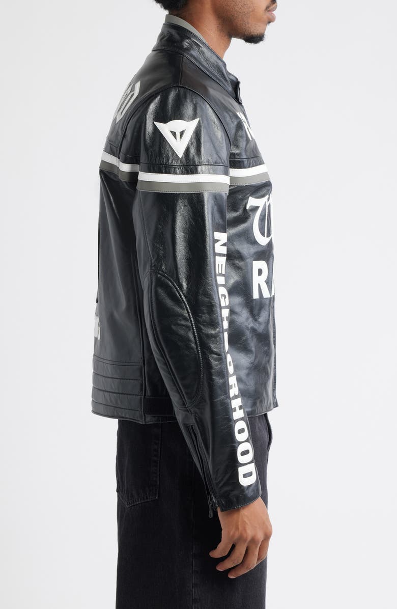 Y-3 NBHD Leather Racer Jacket, Alternate, color, Black