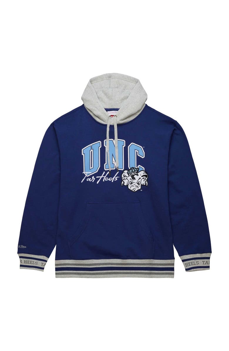 Mitchell & Ness Men's Mitchell & Ness Navy North Carolina Tar Heels Arched Fleece Pullover Hoodie, Alternate, color, 
