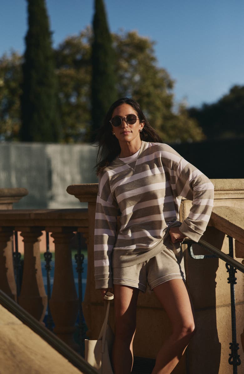 TravisMathew Cloud Oversize Terry Sweatshirt, Alternate, color, Heather Soft Taupe Multi