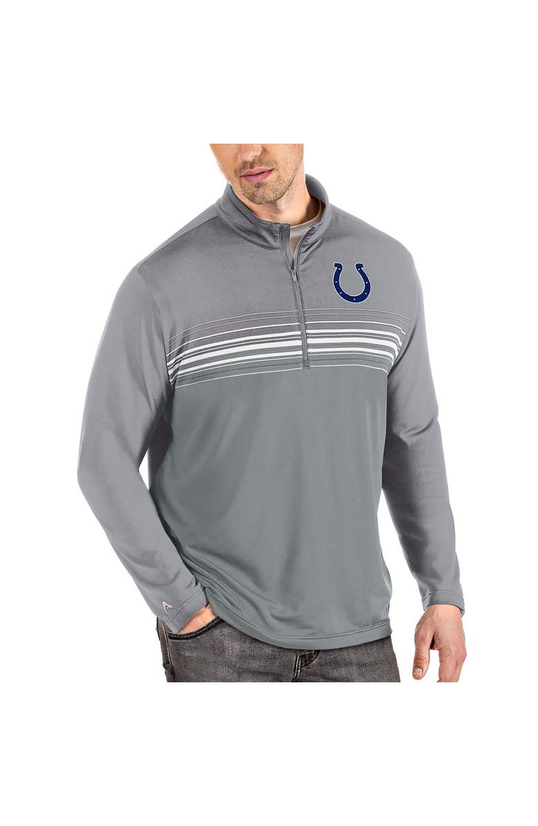 ANTIGUA Men's Antigua Steel/Gray Indianapolis Colts Pace Quarter-Zip Pullover Jacket, Main, color, 