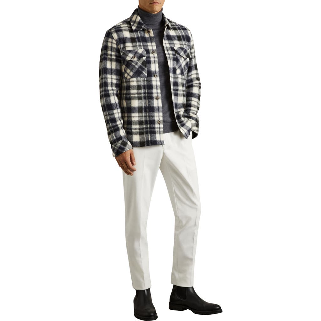 Reiss Wade Plaid Overshirt in Navy