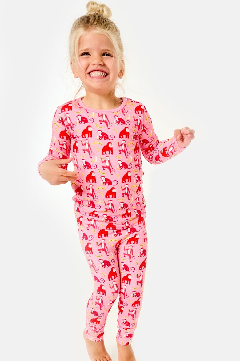 Long Sleeve Pajama Set - Monkeying Around Pink, Alternate, color, Monkeying Around Pink