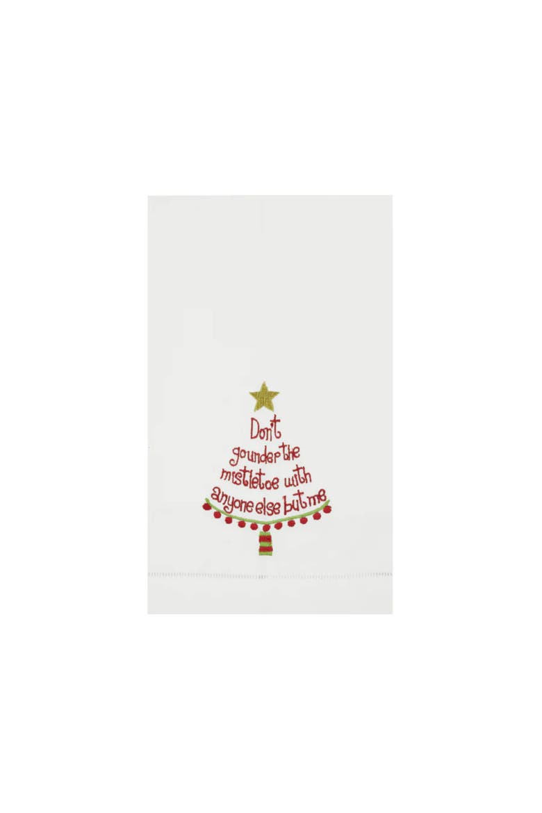 Christmas Tree "Don't Go Under the Mistletoe" 100% Cotton Guest Towel, Main, color, red