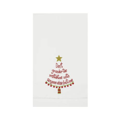 Christmas Tree "Don't Go Under the Mistletoe" 100% Cotton Guest Towel
