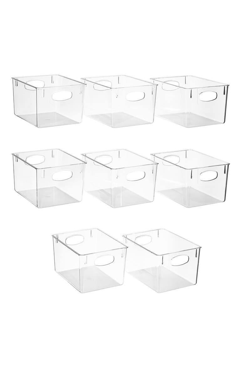8-Pack Large Clear Fridge Organizer Bins, Main, color, CLEAR