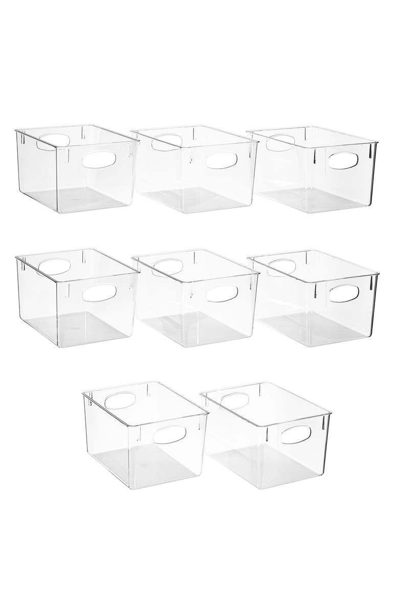 SORBUS 8-Pack Large Clear Fridge Organizer Bins, Main, color, Clear