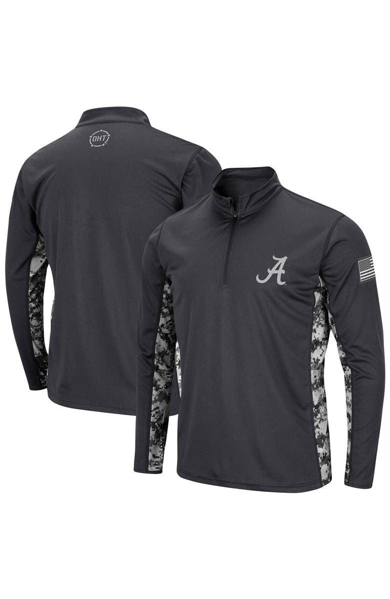 COLOSSEUM Men's Colosseum Charcoal Alabama Crimson Tide OHT Military Appreciation Digital Camo Lightweight Quarter-Zip Pullover, Alternate, color, 