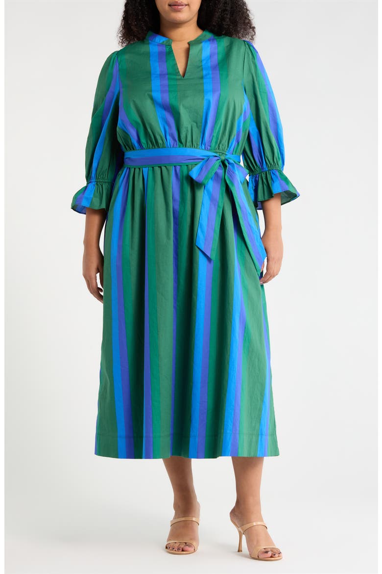 Dolary Stripe Sena Shirtdress, Main, color, EMERALD-BLUES