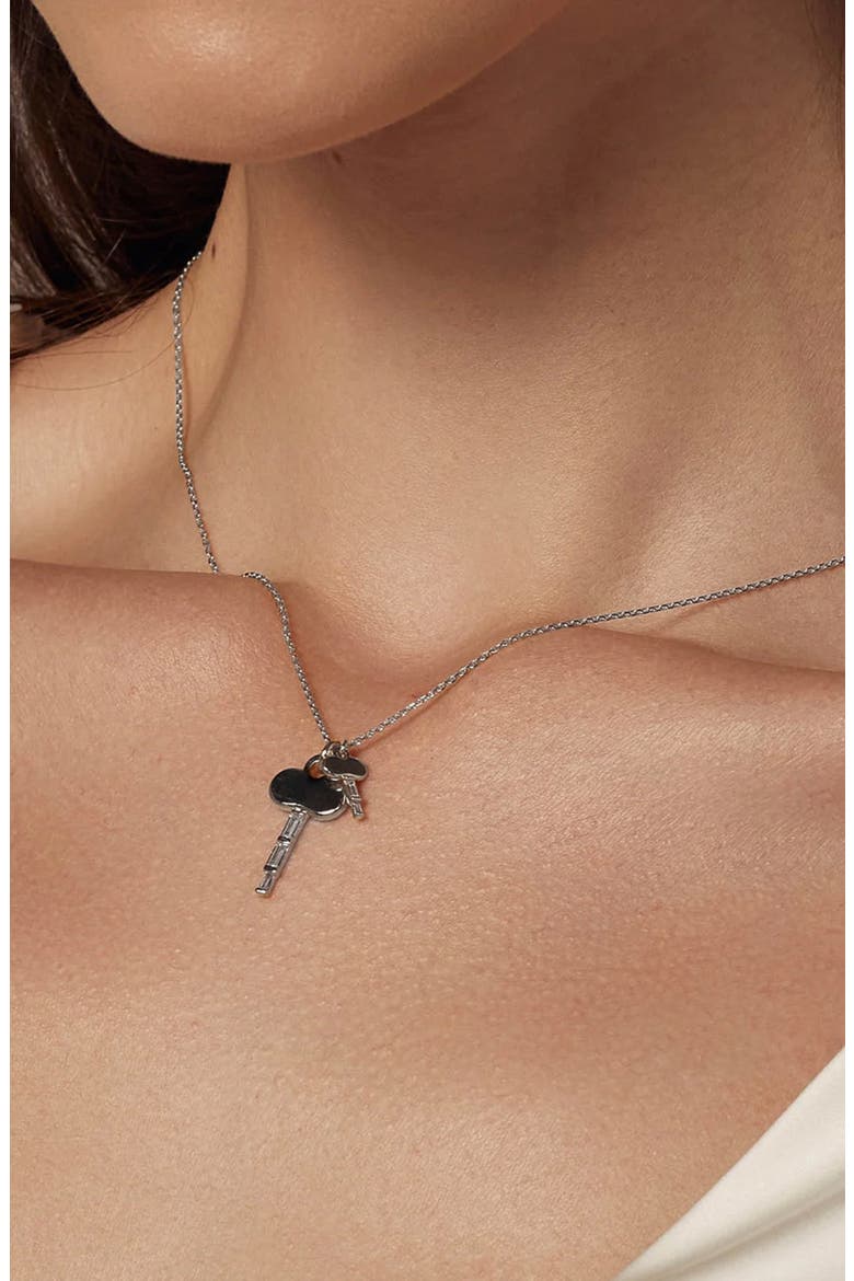 18k Gold Plated Sterling Silver Kailyn Double Key Pendant Necklace Gift Idea, Alternate, color, Silver