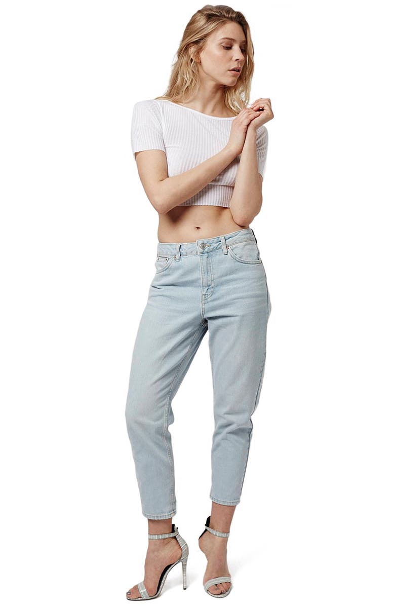 Topshop High Rise Sun Bleach Ankle Jeans, Alternate, color,