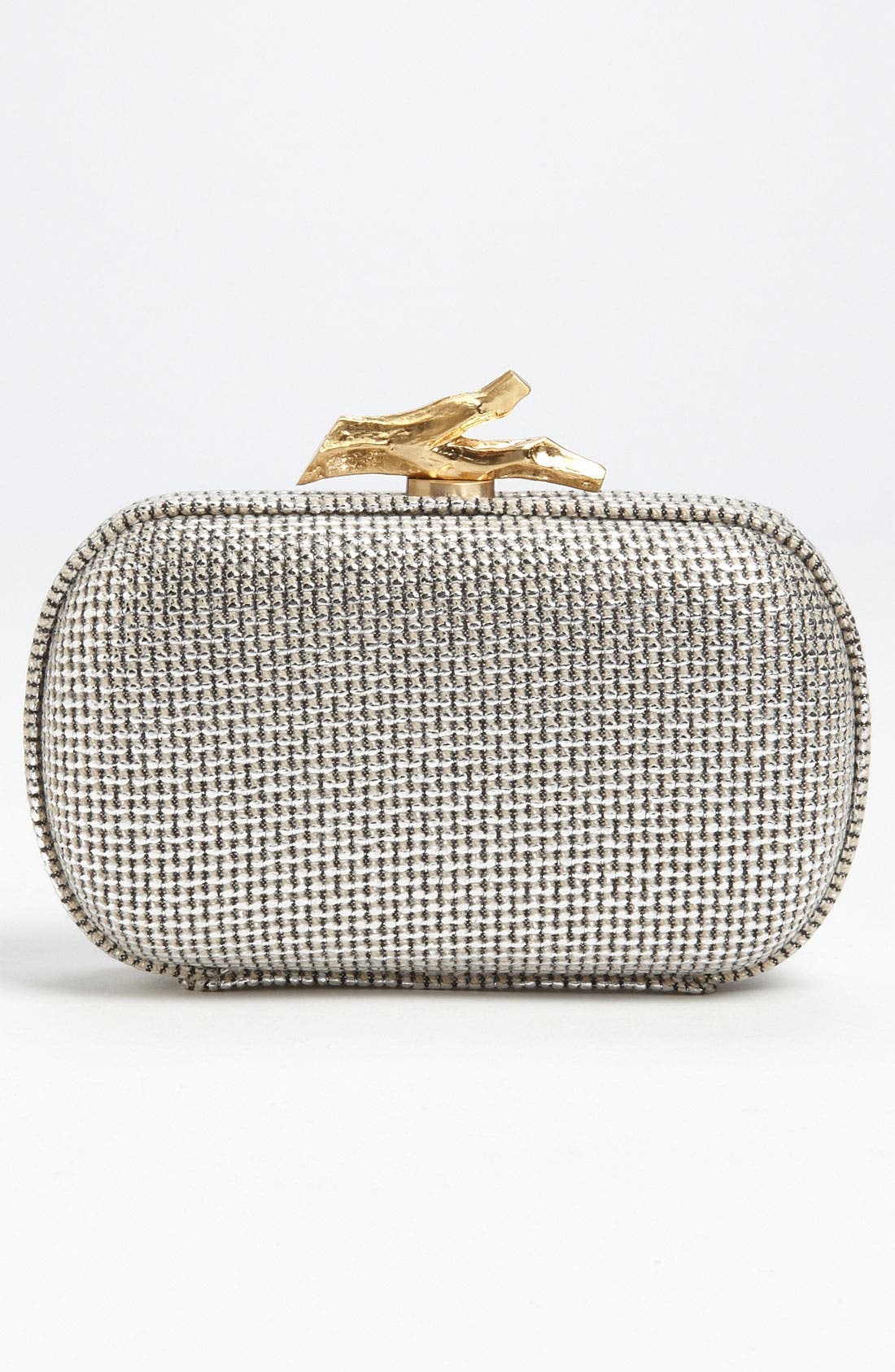 'Lytton - Small' Metallic Canvas Clutch, Alternate, color, SILVER/ GREY