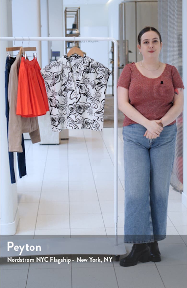 Boxy Cap Sleeve Linen Button-Up Shirt, sales video thumbnail