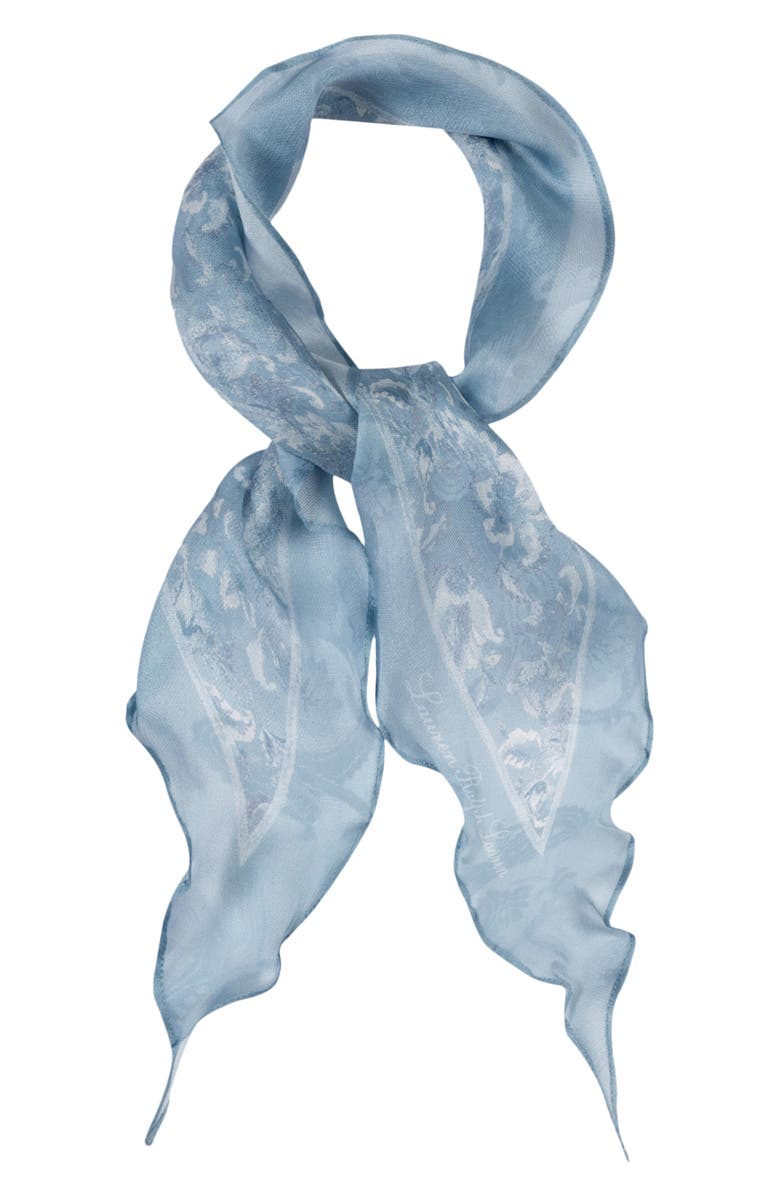 Lauren Ralph Lauren Tonal Floral Silk Scarf, Main, color, Blue