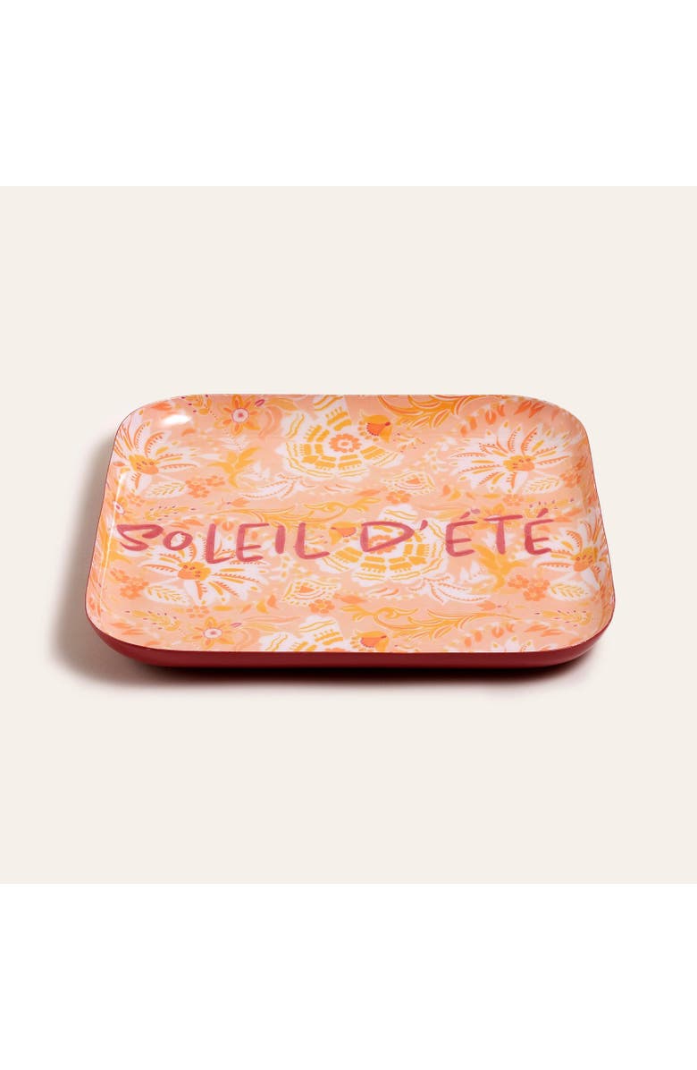 Zsa Zsa Zsu Nanpur Patterned Square Metal Decorative Tray 10X10 In, Alternate, color, Orange