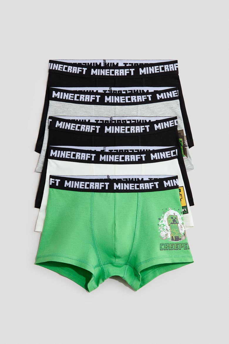 5-pack Cotton Boxer Briefs, Main, color, Green/Minecraft