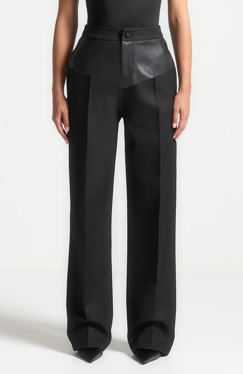 Blanche Leather Panel Tailored Trousers