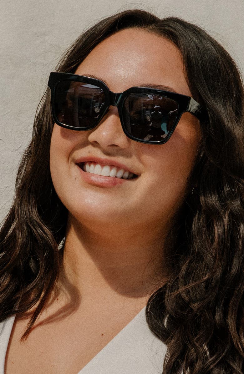 Mohala Eyewear Hana 55mm ContourBridge<sup>™</sup> Wide Width Polarized Square Sunglasses, Alternate, color, Black Lava / Gray Lenses