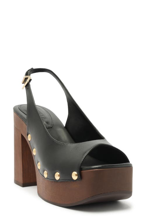 Schutz Rose Leather Platform Slingback Peep-toe Sandals In Black