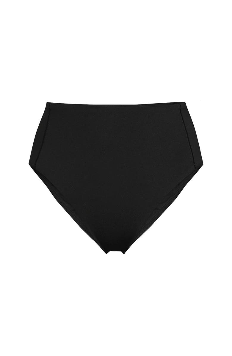 Lands' End Tugless QuickDry High Waisted High Leg Bikini Bottoms, Alternate, color, Black