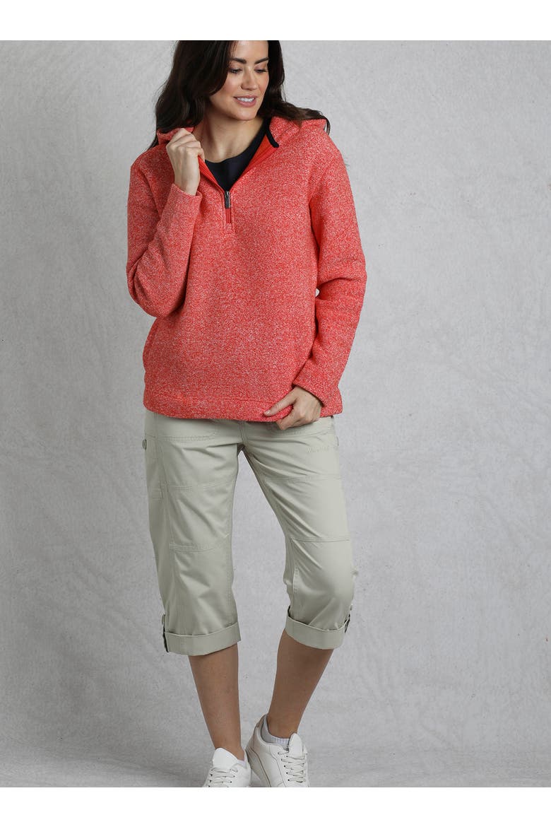 Alisa 1/4 Zip Snow Marl Fleece Hoodie, Alternate, color, Tango Red