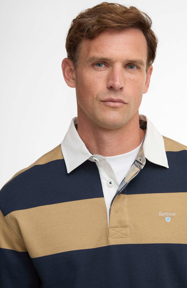 Barbour Broome Stripe Cotton Rugby Shirt, Alternate, color, Navy/ Trench