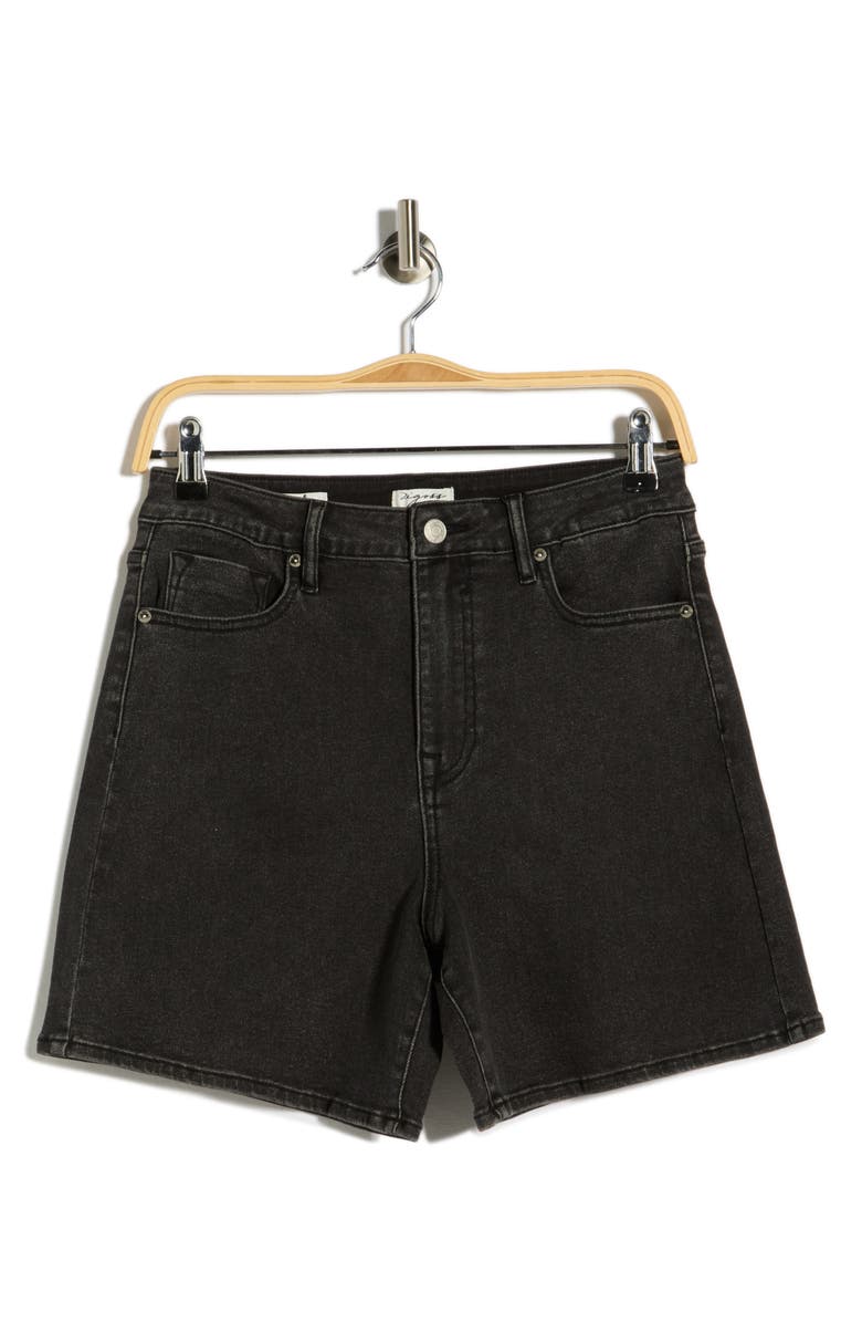 Vigoss High Waist Mid Thigh Denim Shorts, Alternate, color, Washed Black