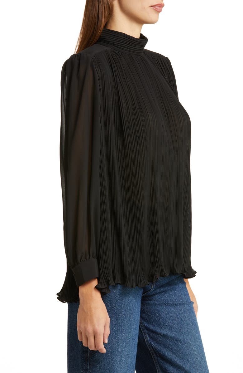 FRAME Plissé Mock Neck Top, Alternate, color,