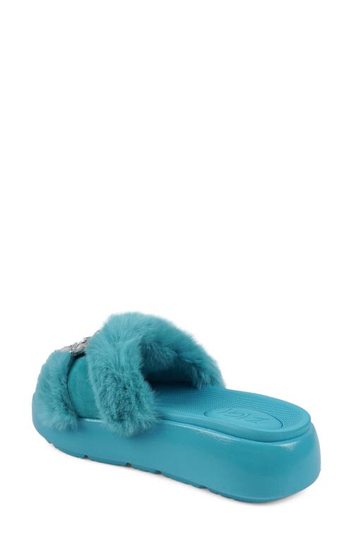 Zigi Fab Faux Fur Platform Sandal In Blue