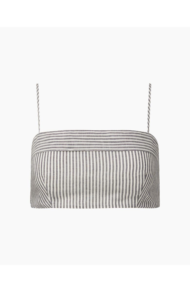 Onia Air Linen Foldover Cropped Top, Alternate, color, Deep Navy/White