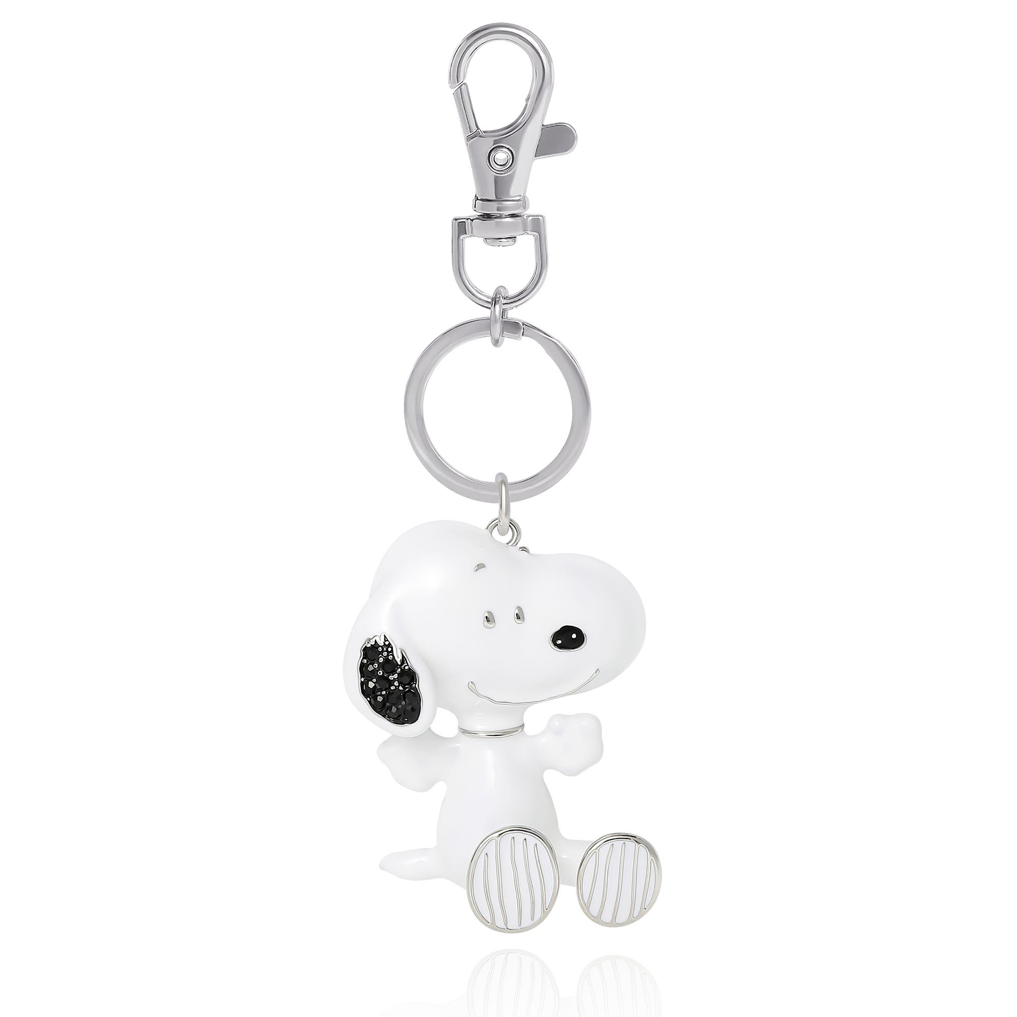 PEANUTS Snoopy Keychain, Silver-Tone Enamel Bag Charm, Main, color, White, Silver Tone