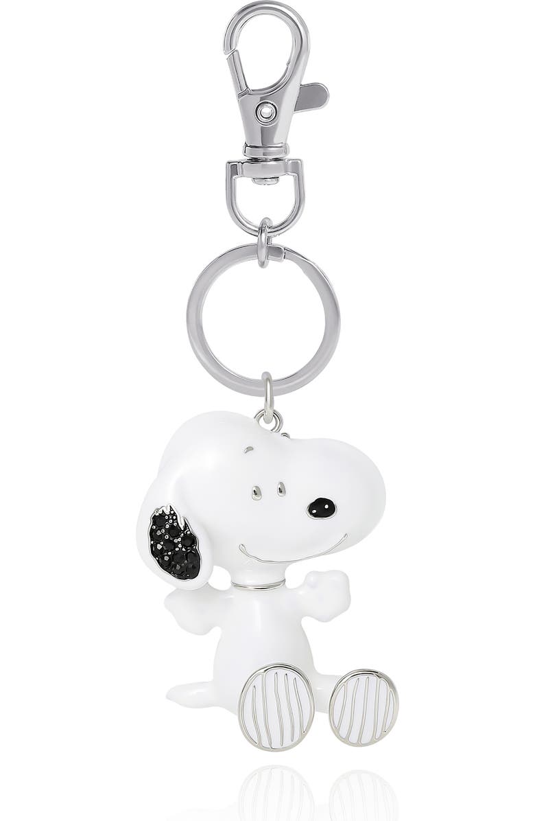 PEANUTS Snoopy Keychain, Silver-Tone Enamel Bag Charm, Main, color, White, Silver Tone