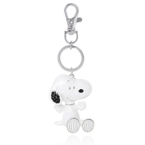 Snoopy Keychain, Silver-Tone Enamel Bag Charm