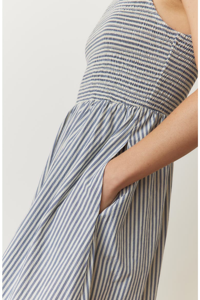 Darcy Sleeveless Smocked Midi Dress, Alternate, color, NAVY STRIPE